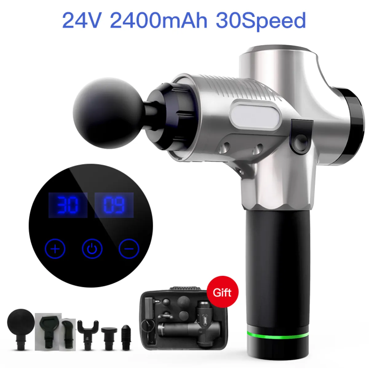 Treisa percussion massage gun used on a calf muscle