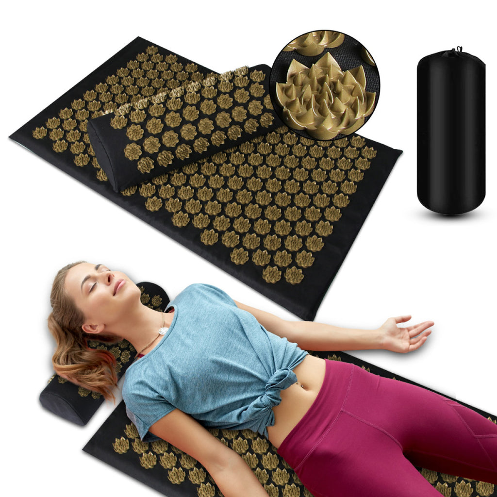 Treisa acupressure mat and pillow set for back and neck tension