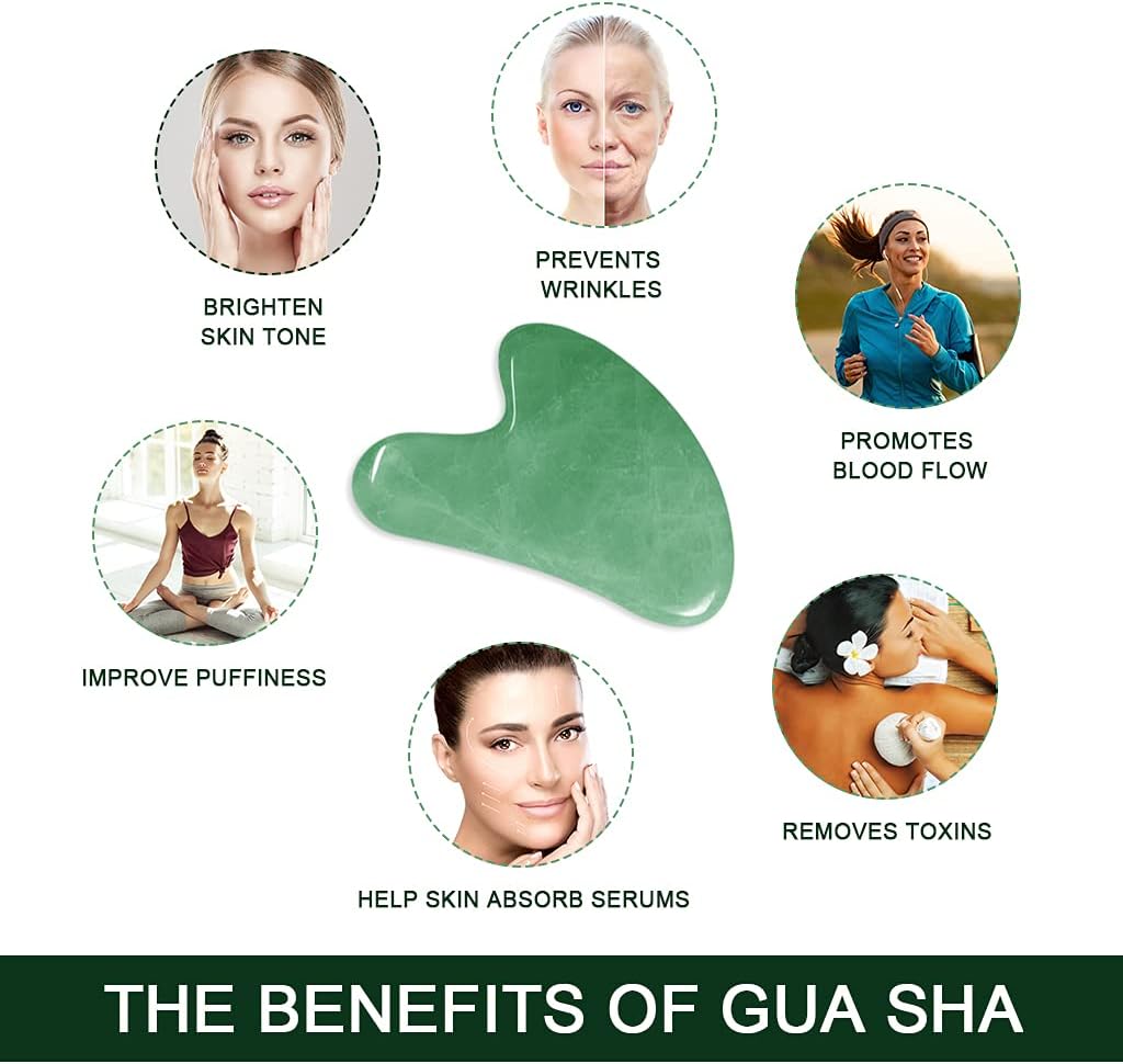 Gua sha facial stone being used along the jawline