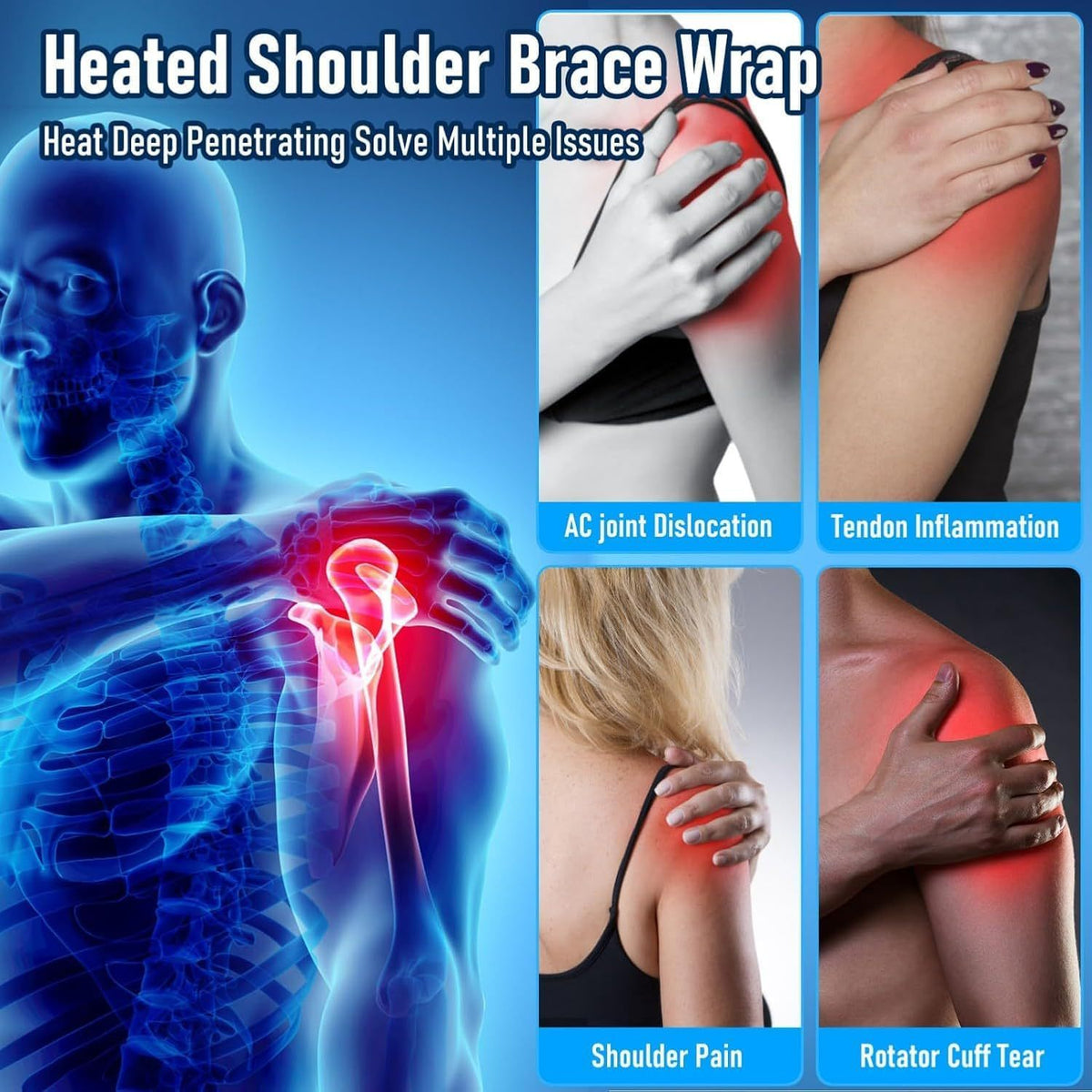 Heated neck and shoulder wrap laid flat showing size and shape